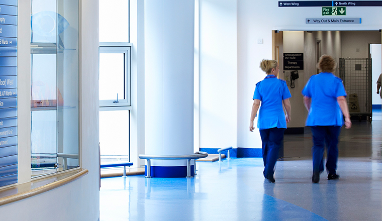 Nurses in a hospital corridor